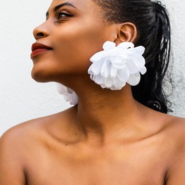 Flower Earrings for Women Spring Earrings Black Earrings Dangling Floral for Girls Big Fabric Flowers Dangle Earrings Jewelry Gift for Her