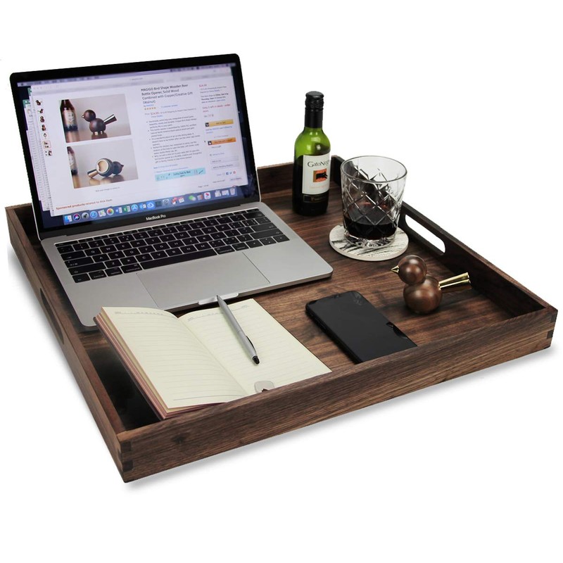 MAGIGO 19 x 19 Inches Large Square Black Walnut Wood