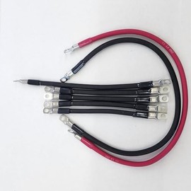 True® 7 Piece Complete Battery Cable kit Compatible with EZGO TXT 1994-UP 36v & 48v Golf Cart Models, Heat-Resistant DC Golf Cart Battery Kit, 4 AWG (7-Piece Set)