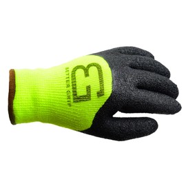 Better Grip BGWLAC3/4 Safety Winter Insulated Crinkle Finished 3/4 Latex Coated Work Gloves, 3 Pairs/Pack (Medium, Hi-Vis Lime)