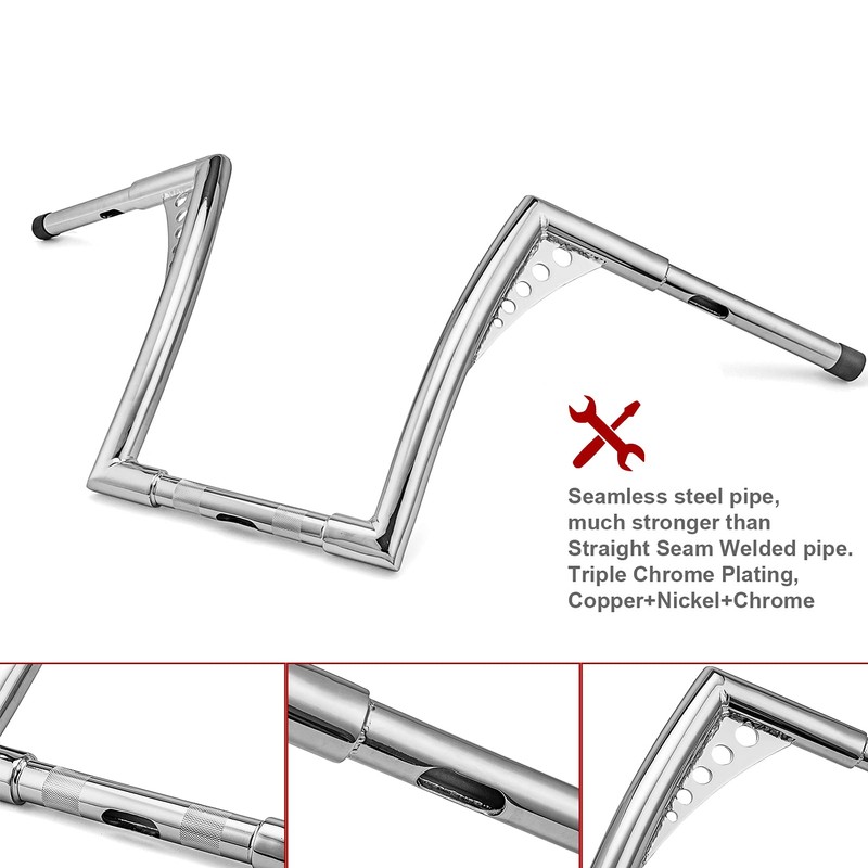 WSays 12" Rise Ape Hangers Handlebar 1-1/4" Diameter Handle Bar