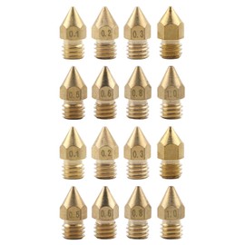 Ellbest 16PCS MK8 Extruder Head 3D Printer Nozzles 0.1mm, 0.2mm, 0.3mm, 0.4mm, 0.5mm, 0.6mm, 0.8mm, 1.0mm