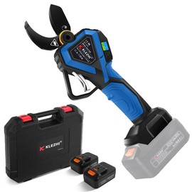 K KLEZHI Cordless Electric Pruning Shears with Colorful LED Dispaly,Cut capacity of 32mm / 1.26inches, 2 x 2 Ah Lithium Rechargeable Battery 8-10 Working Hours Black