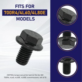 10-Pack 2307304 Torque Converter Bolts Compatible with GM 4L60E 4L65E 4L70E 4L80E 700R4 200-4R 3L80 4T60E 4T65E, M10-1.5x16mm Hex Flange Bolts, Grade 10.9 Galvanized