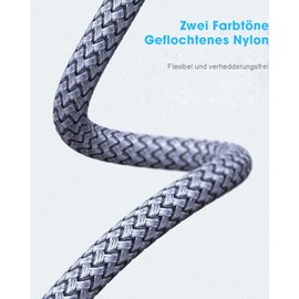 Goalfish 3-Pin Power Cable 1 m Nylon Braided Universal Power Cable (CEE 7/7 to IEC60320 C13) with VDE for TV PC Computer Monitor Screen Printer Projector etc. Grey