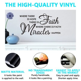 AnFigure Wall Decals for Living Room, Christian Wall Decals, Quotes Bedroom Inspirational Bible Verse Biblical Prayer Church Vinyl Art Home Decor Stickers Where There is Hope There is Faith 21"X11"
