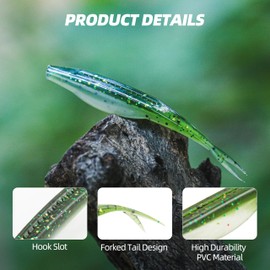 Probite Fork Tail Soft Lures- Realistic Jerk Bait & Fluke Action Soft Lures for Bass, Trout & Crappie - Versatile Freshwater & Saltwater Fishing Bait (4 inch,40pcs,Baby Bass)