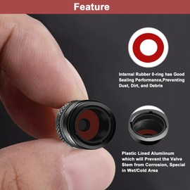 GODESON Tire Valve Caps Black,Tire caps with Plastic Liner and O Rubber Ring Corrosion Resistant Leak-Proof,Universal Valve stem caps for Cars,SUVs,Bike and Bicycle,Trucks,Motorcycles