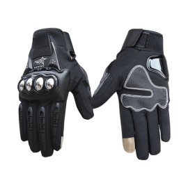 Unbranded Men Motorcycle Motorcross Full Finger Gloves Bicycle Cycling Touch Screen Gloves - L, Black
