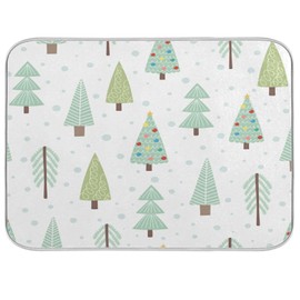 Nander Christmas Trees Dish Drying Mat for Kitchen Counter, Absorbent Reversible Dish Draining Mat,Rack Pad for Countertop, 18 x 24 Inches