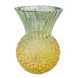 MACOSA HO364001 Deko Glasvase Ananas Design 22 cm Gelb Grün Farbverlauf Vase rund strukturiert Glas Blumenvase modern für Wohnzimmer Küche Esstisch Fensterbank Sommer Tischdeko