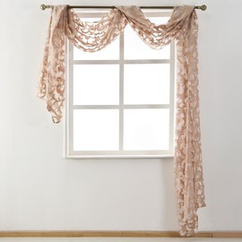 NAPEARL - Cenefa de bufanda, bufanda de estilo europeo, cortina transparente decorativa para arco de boda, cama con dosel, cabecero, cenador, 1 panel (54 pulgadas de ancho x 216 pulgadas, beige)