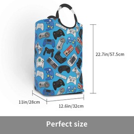 Duduho Cesta de lavandería con asas para control de videojuegos, organizador de almacenamiento de juguetes, cubeta plegable, bolsa de ropa sucia para el hogar, baño, recámara, recámara