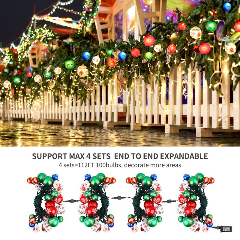 itayak Christmas Ball Ornament Lights, 28ft 25 Bulbs Christmas Tree