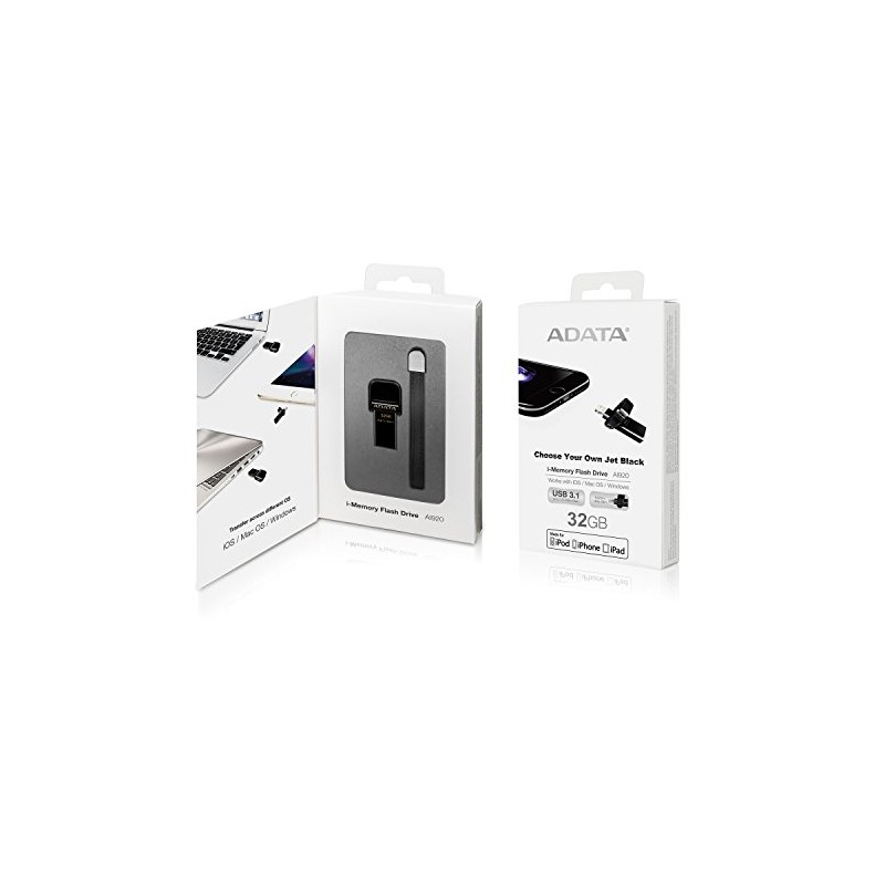 I-Memory OTG USB 3.0 -Lightning, 32gb ai920, Negro Adata