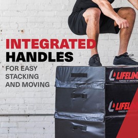 Lifeline Fitness Foam Plyo Box - Durable Plyometric Jump Box with Vinyl Cover and Handles for Cross Training, HIIT, Exercise Equipment - Multiple Heights Available