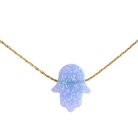 14K Gold Filled Blue Opal Hamsa Necklace