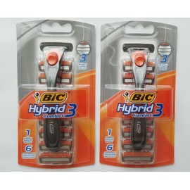 BIC Hybrid 3 Comfort Men's Disposable Razor, 1 Handle 6 Cartridges (2 Pack)