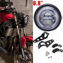 KEEPDSGN 6.8'' Motorcycle LED Headlight Hi/Lo With Bracket For Honda CB250 CB400 CB500F