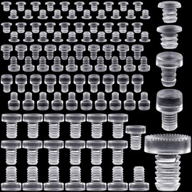 PAGOW 50 Pcs Glass Top Table Bumpers with Stem, 5 Sizes Assorted Anti-Slip Pads, Clear Silicone Glass Patio Table Parts, Cabinet Stoppers for Furniture (0.19/0.20/0.21/0.24/0.35inch)