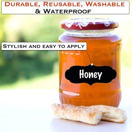 EHOMEA2Z Chalkboard Jar Labels for Canning Mason Jars Premium Reusable Stickers Glass Chalk + 2 Large Erasable Markers (60 Labels)