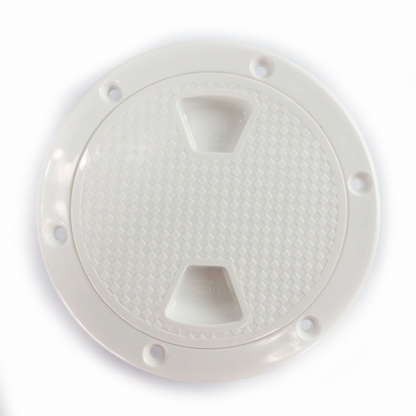 SEAFLO Marine Circular Non-Slip Screw Out Deck Plate Inspection Access Hatch 4"/6"/8" White/Black/Tan (4", White)