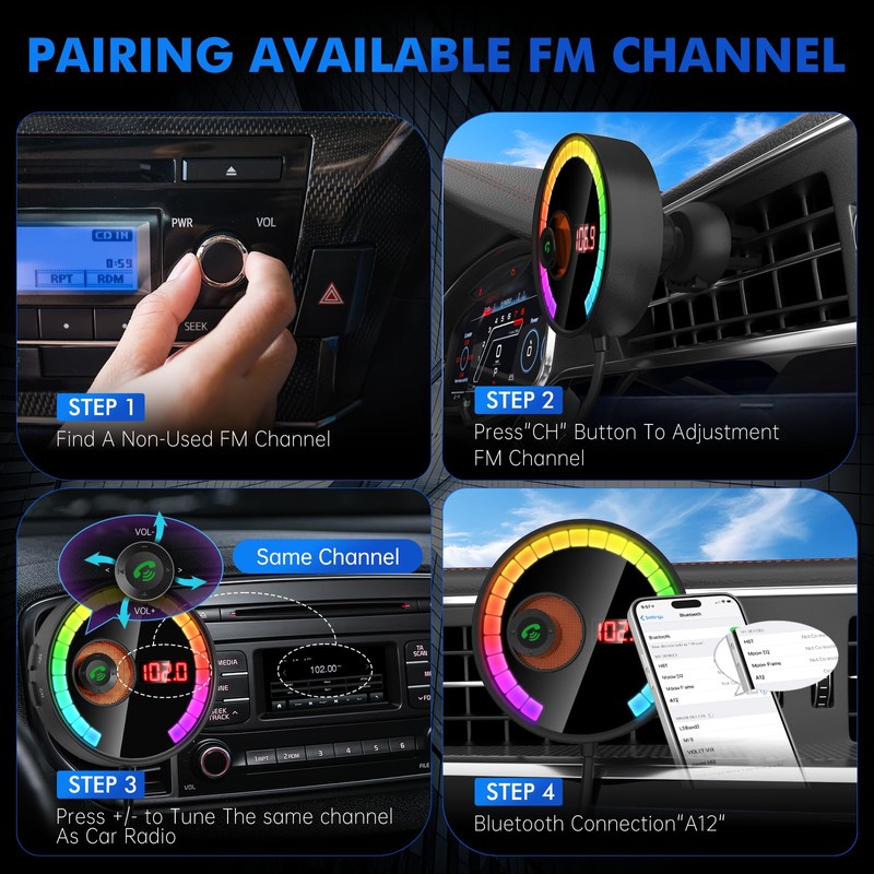 Magift Bluetooth Car Adapter 5.4 FM Bluetooth Transmitter, [FlY LED