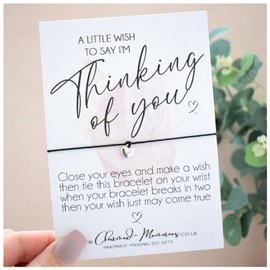 Thinking of You Wish Bracelet | Motivational Uplifting Affirmation Gift | Tibetan Silver Colour Charm Bracelet | Friendship Sister Mum Best Friend Colleague