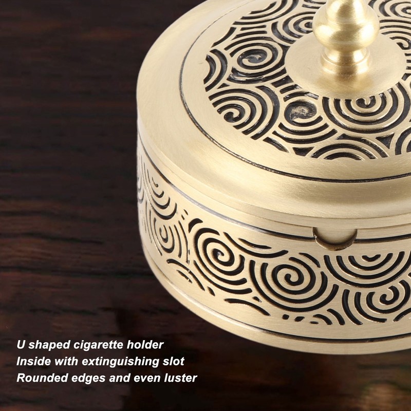 Vintage Ashtray Windproof Auspicious Cloud Pattern Exquisite Ashtray with Lid