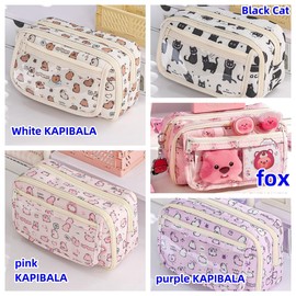 VTYFRY Cute Kawaii Pencil Case Pouch Cartoon Pen Box Holder Organizer for Office Workspace Supplies Desk Accessories Travel Essentials Aesthetic Trendy Cool Stuff Gift Large Capacity (Black Cat)