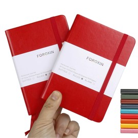 FOROXIN Lined Pocket Journal Notebook, 2 Pack, (Orange), 160 Pages, Small, 3.86 inches x 5.51 inches - 100 gsm Thick Paper, Hardcover