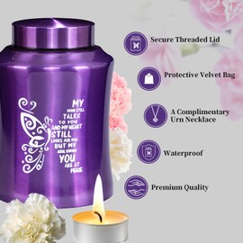 ANTESCORT Urns for Human Ashes, Purple Butterfly Urn for Women & Men, Weight Capacity 220 lbs, Earns for Ashes for Adult Humans