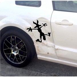 Wile E Coyote Vinyl Dent Fix hitting wall decal Sticker cars truck window sticker splat Wiley graphic