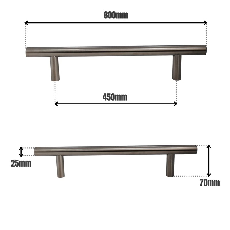 VIBE 25mm Guardsman Pull Handle 600mm (450mm Centre) on Satin