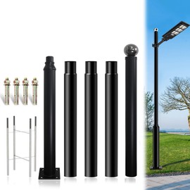 Street Light Pole 16 Ft Tall - Outdoor Adjustable Heavy Duty Metal Street Lamp Post, Solar Street Lamp Post for Outdoor Lights, Sub-Assembly of Street Light Poles for Porch, Park, Pathway, Street.