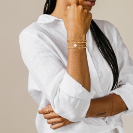 Kyerlyn Gold Bracelets for Women Waterproof, 14K Real Gold Jewelry Sets for Women Paperclip Dainty Herringbone Chain Bracelet Pack Fashion Accessories Gifts