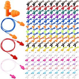 Trelaco 170 Pairs Corded Ear Plugs Bulk Soft Reusable Earplugs Noise Reduction Earplugs with String Hearing Protection Ear Plugs with Cord for Kids Adults Sleeping Swimming Noise Canceling