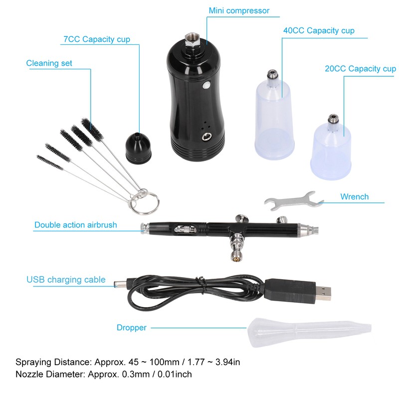 Upgraded Airbrush Kit with Air Compressor Portable Cordless Gun Rechargeable