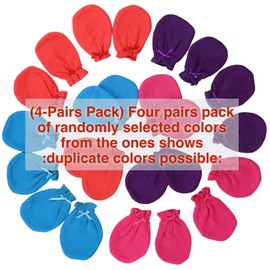 ToBeInStyle 4-Pack Newborn Baby Comfy Cotton Mitten Gloves - Vibrant - OS