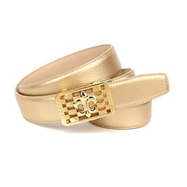 Anthoni Crown Women's Leather Belt, gold