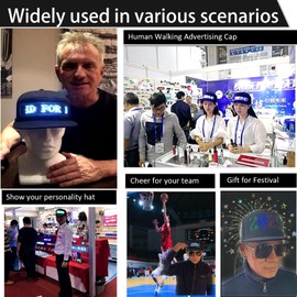 Welaso Programmable Message Hat LED Colorful Message Display, App Controlled (CA/US, Numeric, 5 1/8, Big & Tall, Multicolor)