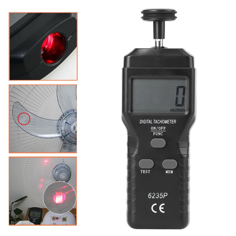 6235p Smart LCD Digital Tachometer 1.019999 rpm ContactType Tach Speed