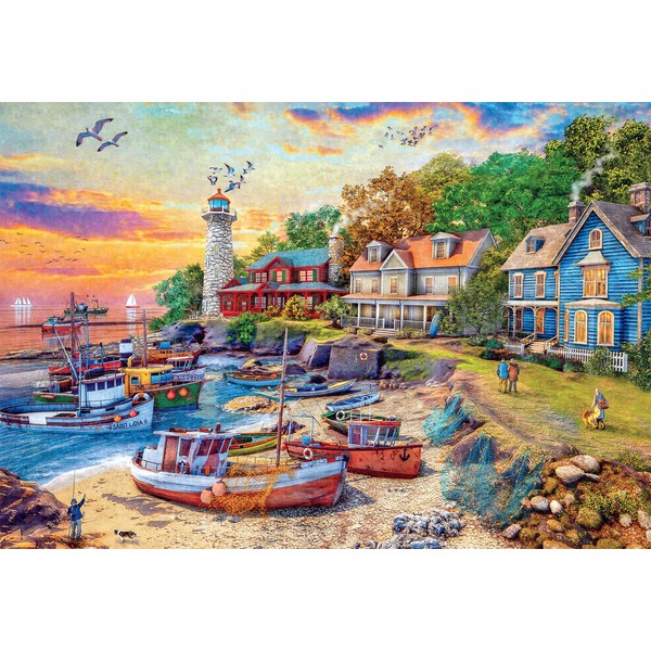 Buffalo Games - American Harbor Town - 2000 Piece Jigsaw Puzzle for Adults Challenging Puzzle Perfect for Game Nights - 2000 Piece Finished Size is 38.50 x 26.50