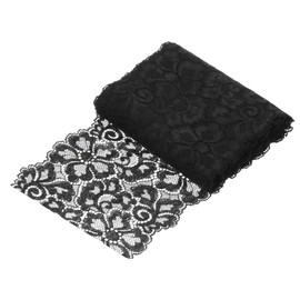 MECCANIXITY 7.1 Inch Wide 5 Yard Lace Ribbon Floral Pattern Black Lace Trim Ribbon for Sewing Making,DIY Crafts,Gift Wrapping,Wedding Decor