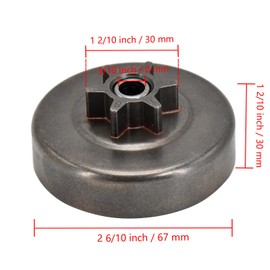 Clutch Drum 501628301 530057905 Compatible with Husqvarna Poulan Woodshark P3314 P3416 P3516 P3818 P4018 P4218 S1970 Compatible with McCulloch Xtreme Mac 842 838 742 740 738