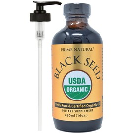 PRIME NATURAL Organic Black Seed Oil 4oz - USDA Certified - High Thymoquinone, Turkish Origin, Pure Nigella Sativa - Cold Pressed, Unrefined, Vegan - Omega 3 6 9, Antioxidant, Immune Boost, Joints, Skin & Hair Body Care Color - Size: 16oz(480ml)
