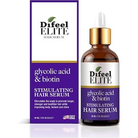 Difeel Elite Glycolic Acid & Biotin Stimulating Hair Serum 2 oz. - Hair Growth Serum for Men and Women for Stronger Hair, Deep Scalp Exfoliator