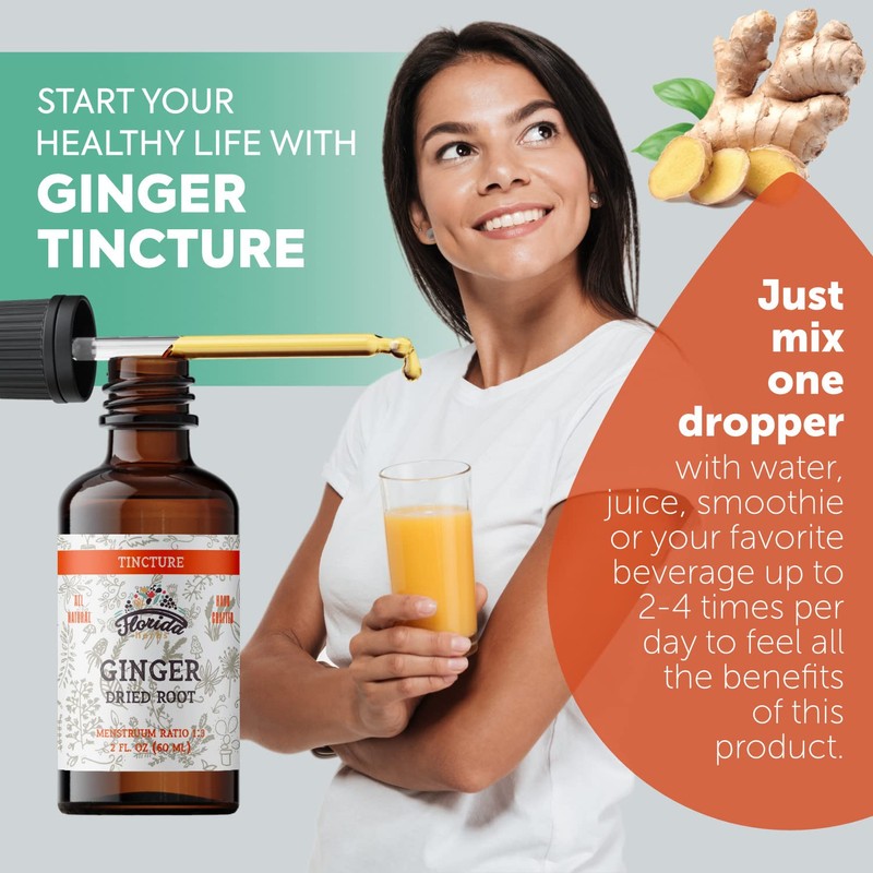 FLORIDA HERBS Ginger Tincture, Organic Ginger Extract (Zingiber officinale) Dried