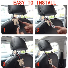 Headrest Hooks for Car, Car Purse Hook for Men Women Back Seat Organizer Stronger Superior Black Leather Hanger Holder Hook, for Hanging Purses and Bags and Coats Grocery Bag Umbrellas Handbag