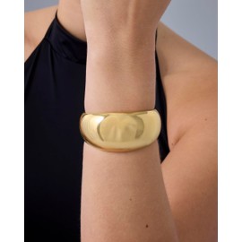 PAVOI Stainless Steel Chunky Cuff Bracelets for Women - Stainless Steel Statement Bangle Bracelet - Waterproof Bold Dome Bangles | Medium/Large Size